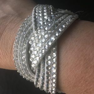 NEW white faux suede rhinestone wrap bracelet